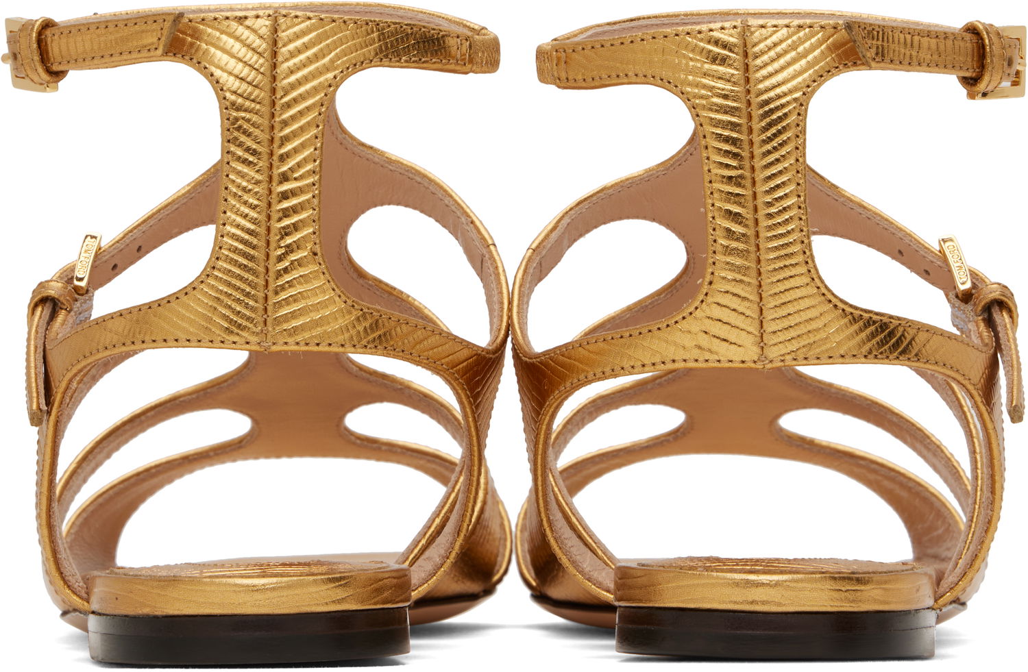 Skovård Tom Ford TOM FORD Laminated Lizard Print Sandals Metallisk | W3630-LCL232G, 1