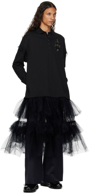 Byxor Simone Rocha Simone Rocha Pleated Wide Leg Trousers Mörkblå | 4118 0458, 3