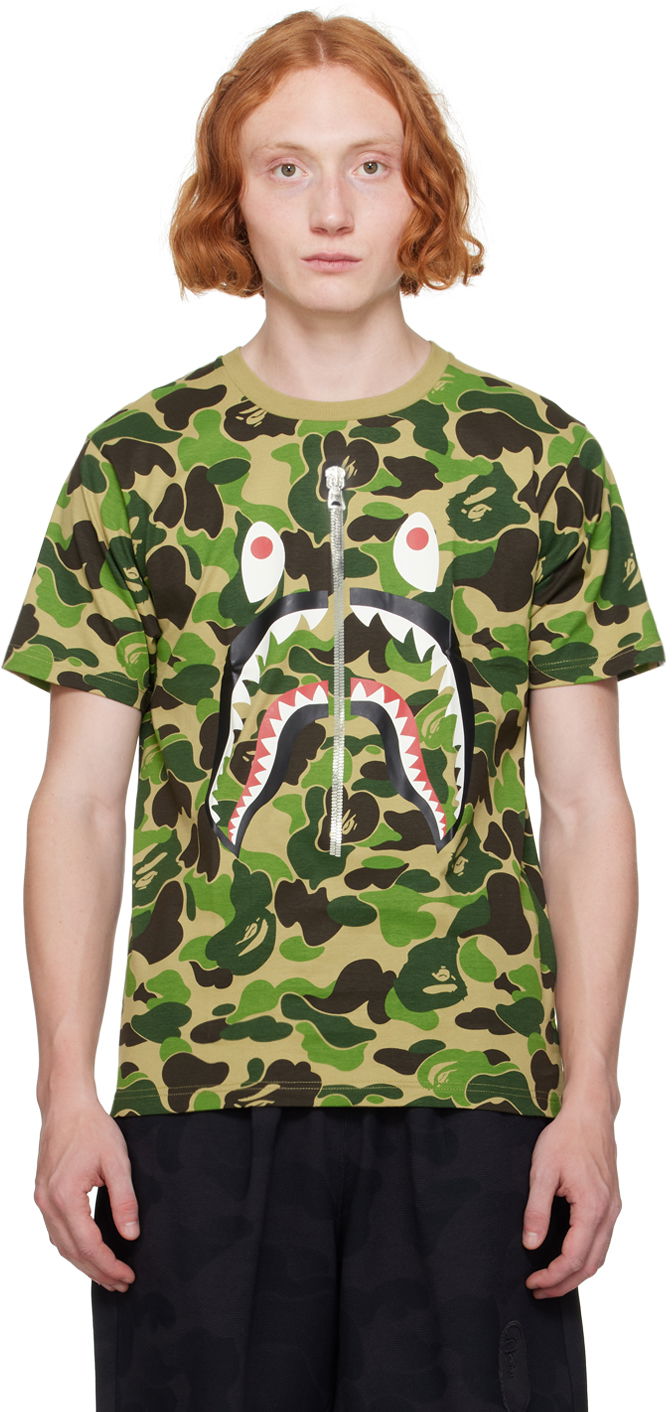 T-shirt BAPE Green ABC Camo Shark T-Shirt Grön | 001CSK301004M