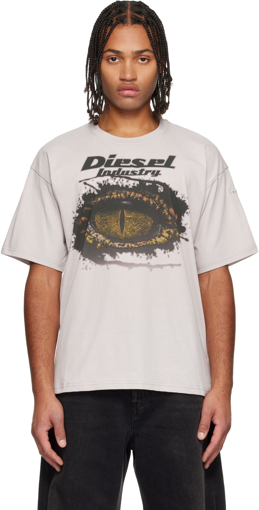 T-shirt Diesel Industry Graphic Crocodile Eye Relaxed Fit T-Shirt Grå | A19640-0PLAT-9CJ