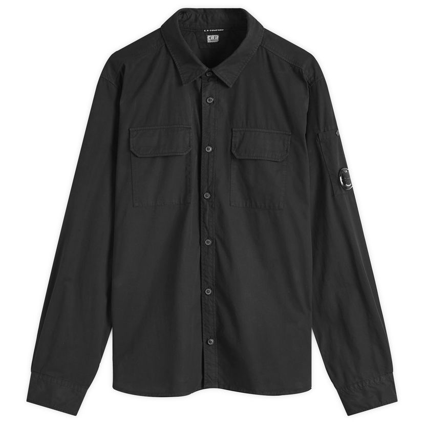 Skjorta C.P. Company Gabardine Lens Button Overshirt, Size Large Svart | 18CMSH140A-110143G-999