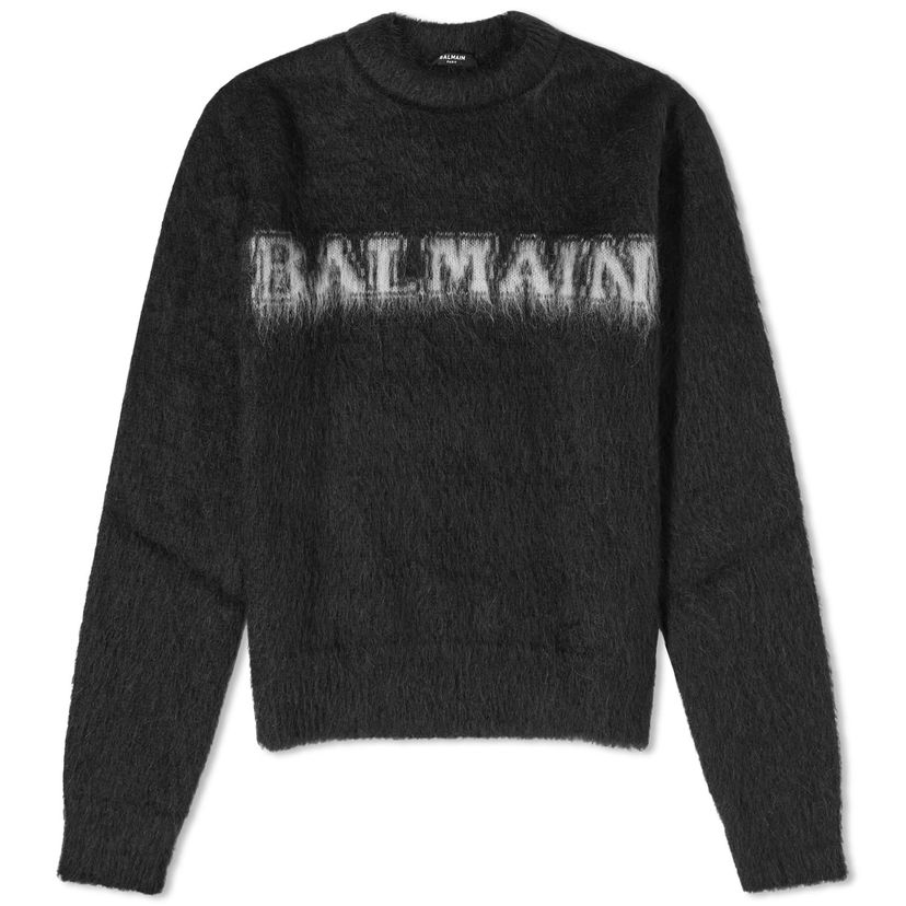 Sweater Balmain Balmain Brushed Mohair Logo Pullover Jumper Svart | BF0KD025KF38-EAB