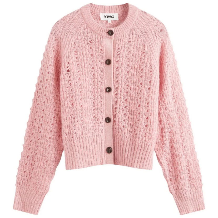 Sweater YMC Foxtail Knitted Cardigan Rosa | Q8WMC-60