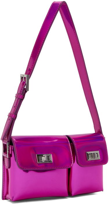 Handväska BY FAR Double Pocket Metallic Shoulder Bag Rosa | 23PFBABYBOFCHIRLSMA, 1