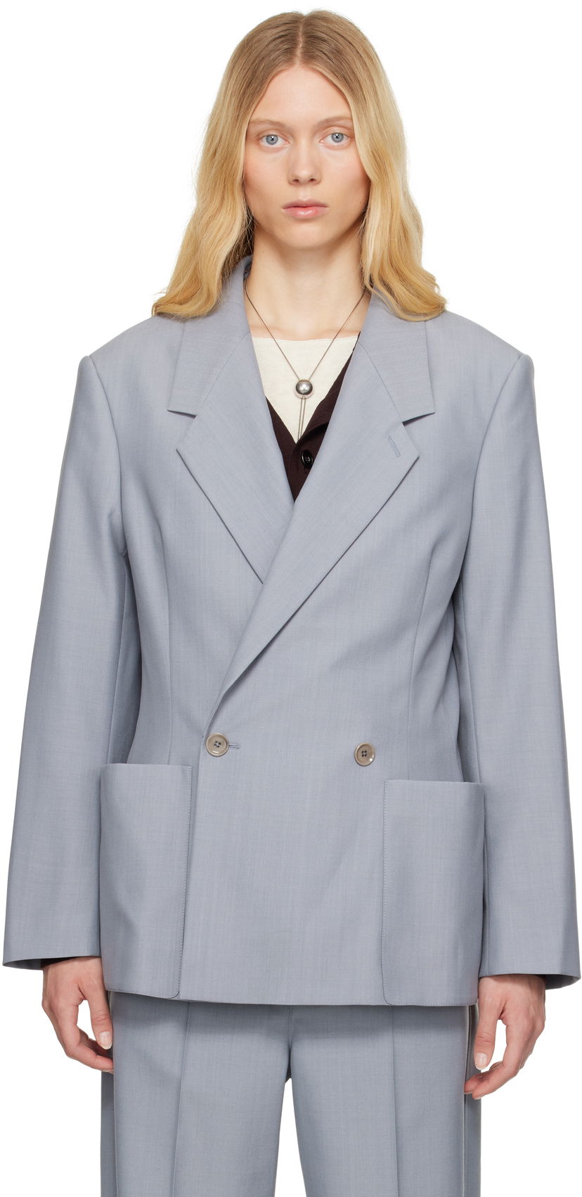 Jacka LEMAIRE Lemaire Double-Breasted Tailored Blazer Grå | JA1073 LF414
