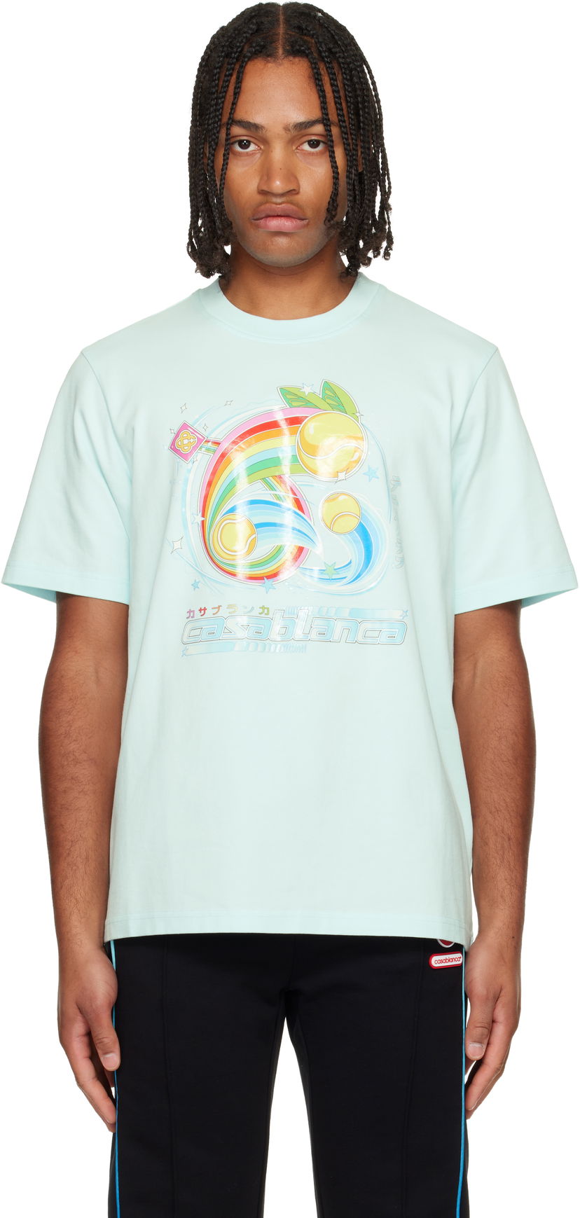 T-shirt Casablanca Manga Tennis Ball Short Sleeve T-shirt Turkos | M-AW25-JTS-001-07