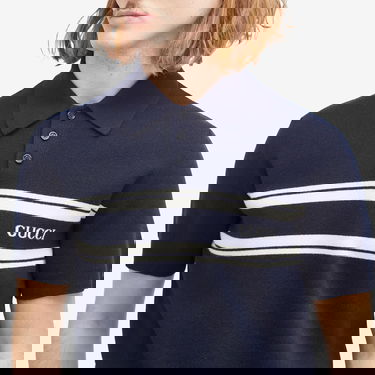 Polotröja Gucci Striped Knitted Polo Mörkblå | 795342-XKD5J-4144, 9