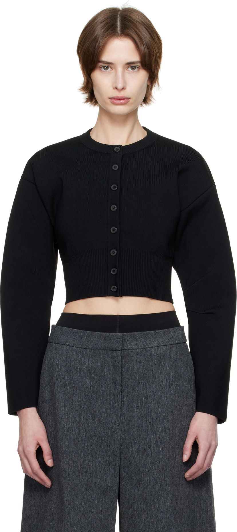 Sweater WARDROBE.NYC WARDROBE.NYC Matte Cropped Cardigan Svart | W1096F24MV