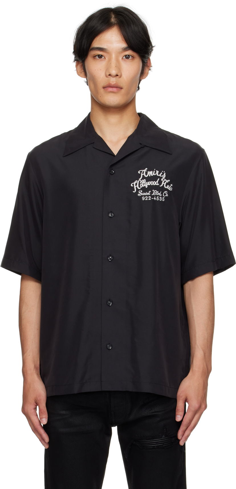 Skjorta AMIRI AMIRI 'Hollywood Auto' Bowling Shirt Svart | AMSTCA1166