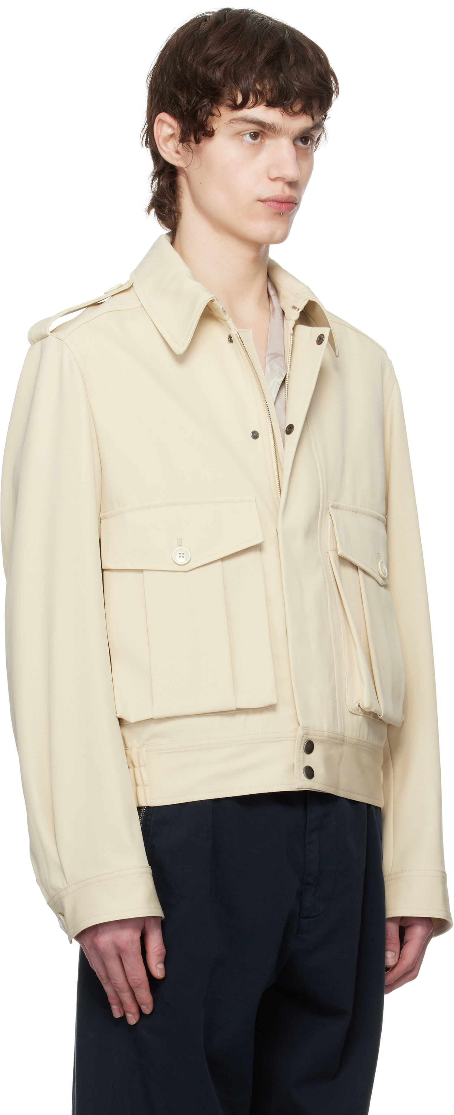 Bomberjacka Dries Van Noten Dries Van Noten Wool Gabardine Jacket Beige | 251-020510-1176, 1