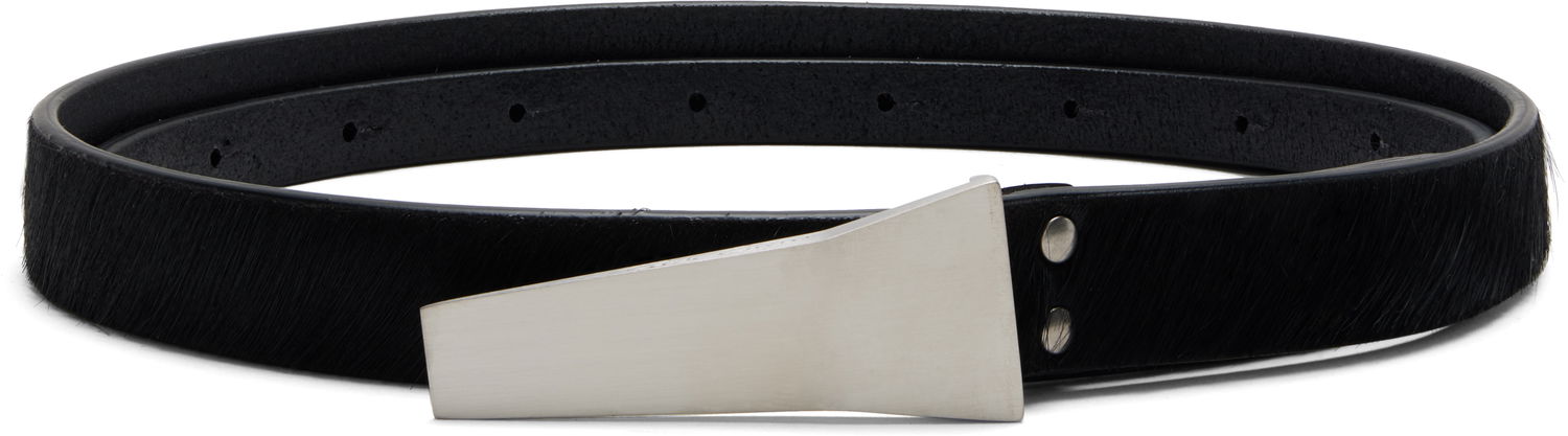 Bälten Rick Owens Rick Owens Concordians Calf-Hair Trunk Belt with Geometric Buckle Svart | RR02E1488 LHL, 0
