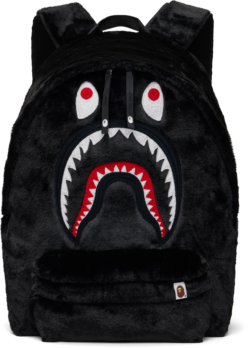 Ryggsäck BAPE Shark Fur Daypack Backpack Svart | 001BAK801001M