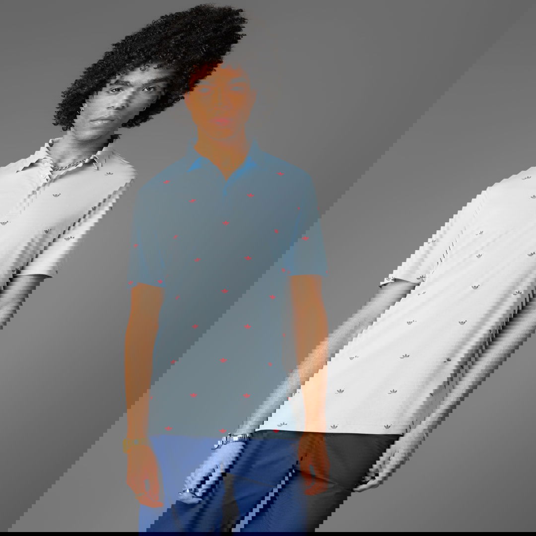 Polotröja adidas Originals adidas Originals Printed Trefoil Polo Shirt Blå | JM8260, 0