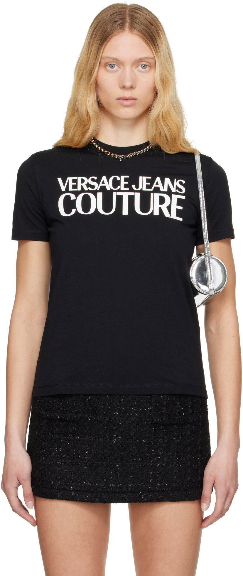 T-shirt Versace Versace Jeans Couture Screen-Printed T-Shirt Svart | E78HAHE05_ECJ00E