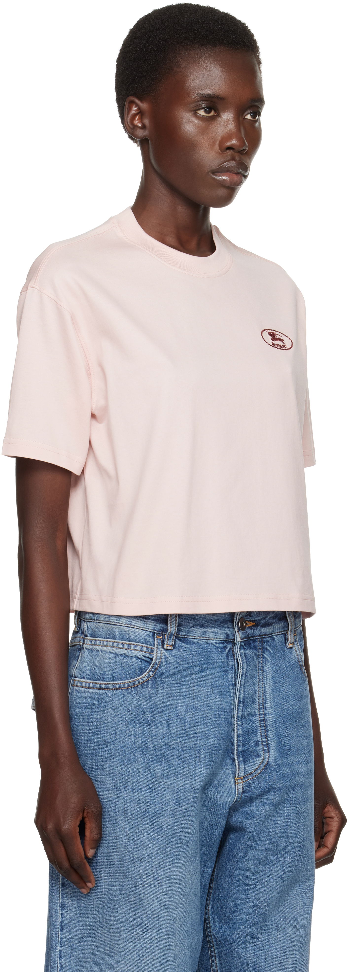 Crop top Burberry Burberry Cropped Cotton T-Shirt Rosa | 8110083, 1