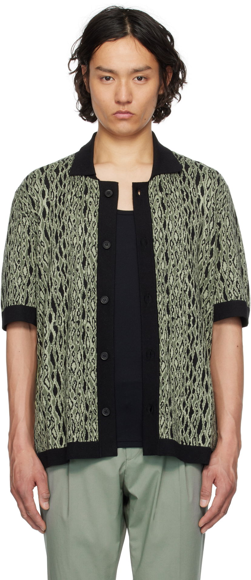 Sweater BOSS Hugo Jacquard Polo Shirt Grön | 50536665