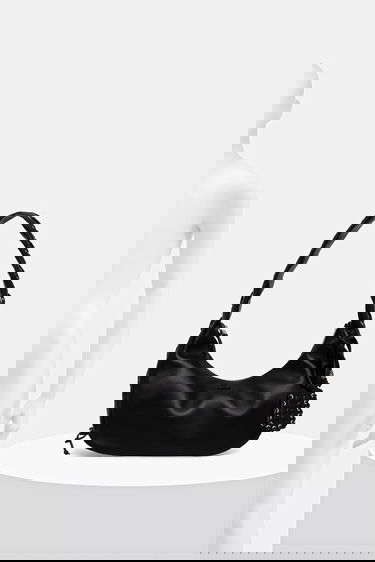 Handväska GANNI Hobo Bag Medium Laces Svart | A7295, 5