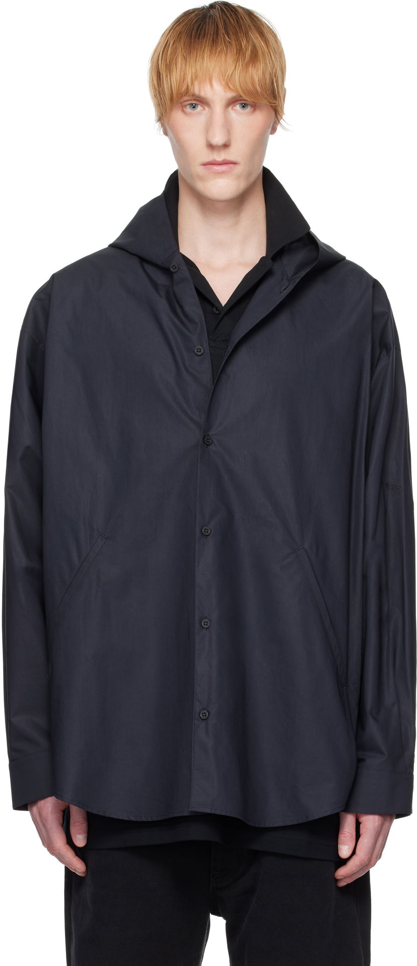 Skjorta Balenciaga Balenciaga Hooded Shirt Mörkblå | 814125TNM60