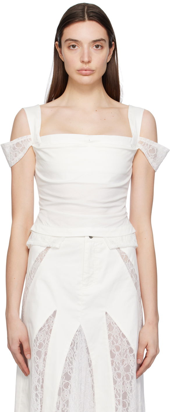 Kjol Miaou Miaou Renata Lace-Trim Tank Top Vit | 7133SPSDOV