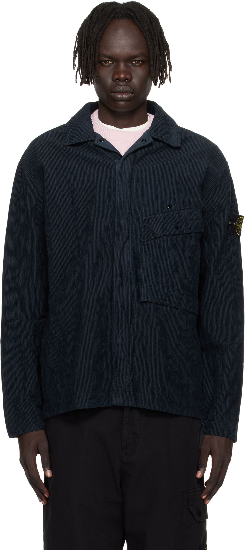 Skjorta Stone Island Wrinkled Corduroy Overshirt Mörkblå | K2S15 1200020 S0229