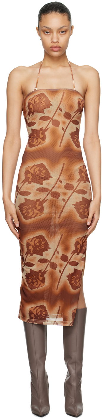 Klä Miaou Miaou Lila Halter Midi Dress Brun | 5025PM1SRO