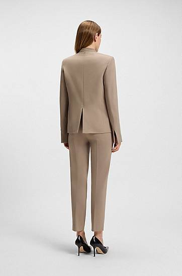 Jacka BOSS Collarless Regular-Fit Blazer Beige | 50541998, 1