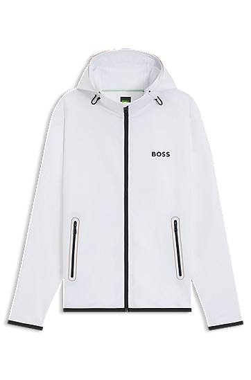 Sweatshirt BOSS BOSS Active Stretch-Gabardine Zip-Up Hoodie Vit | 50542948