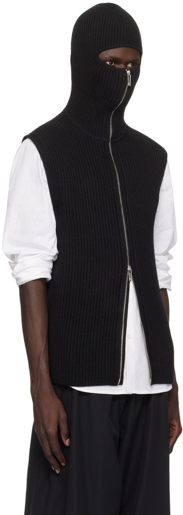 Sweater Helmut Lang Helmut Lang Rib Knit Zip Hoodie Svart | O07HM799, 3