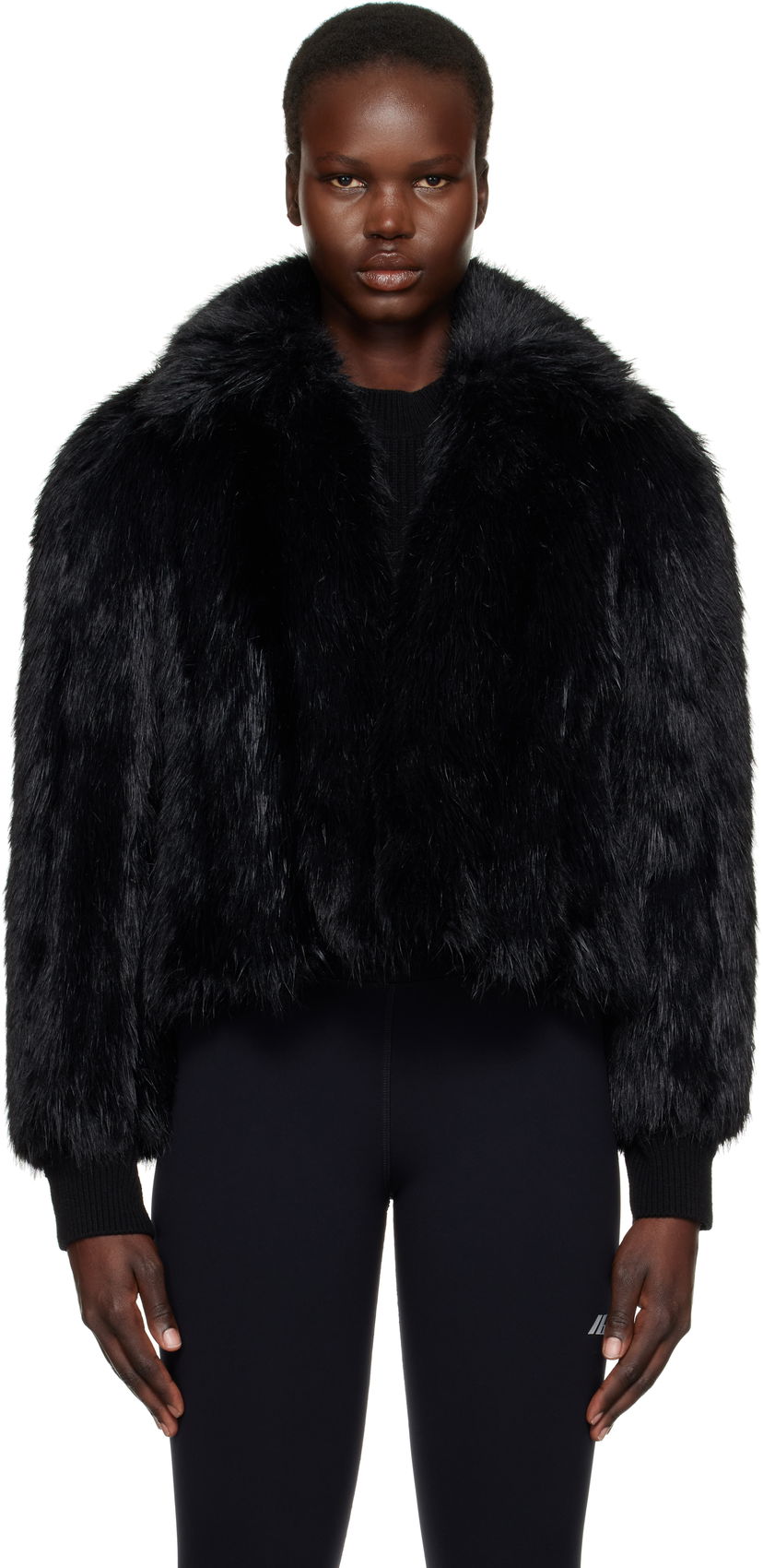 Bomberjacka Balenciaga Faux-Fur Cropped Jacket Svart | 790841 TPQ23