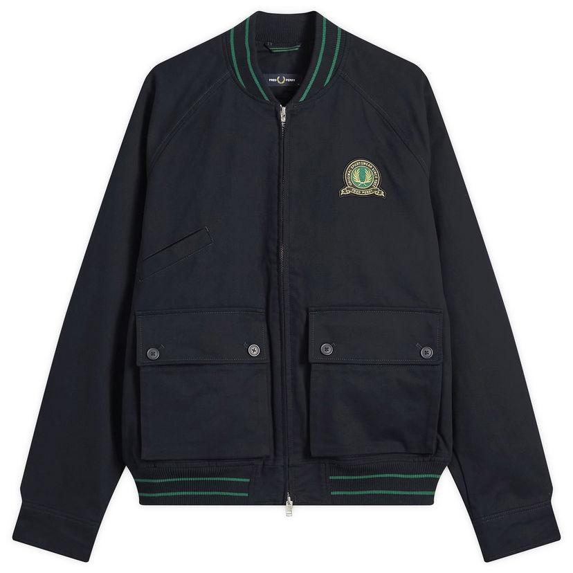 Bomberjacka Fred Perry Tennis Badge Bomber Jacket, Size Large Mörkblå | J1313-608