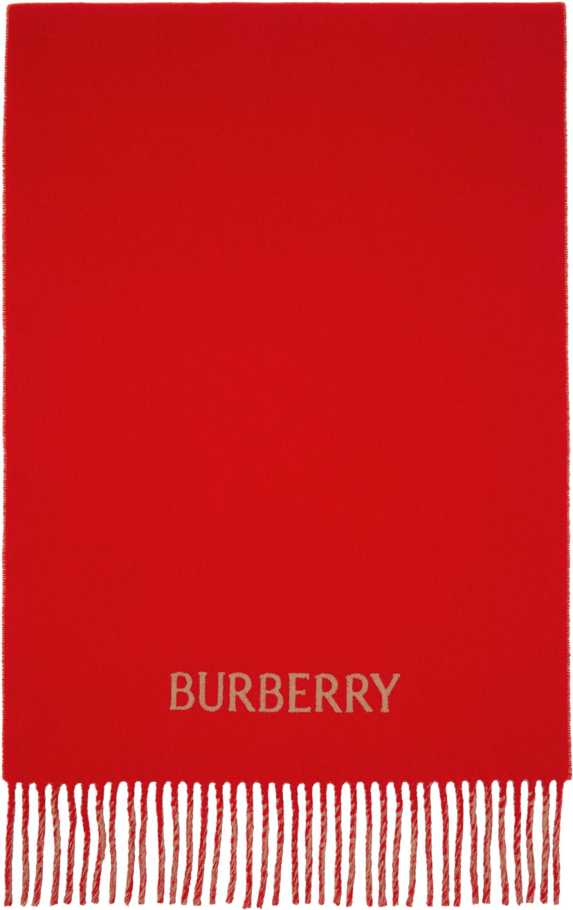 Halsduk Burberry Reversible Cashmere Scarf Röd | 8078786