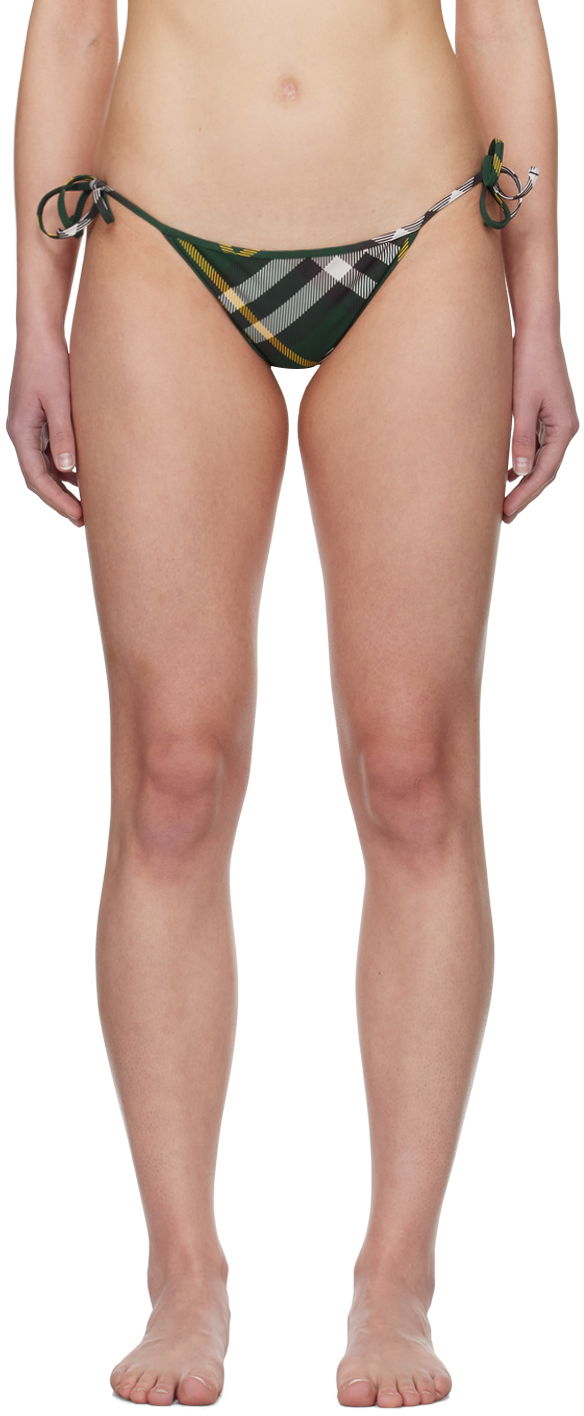 Badkläder Burberry Green Check Bikini Bottom Svart | 8082750