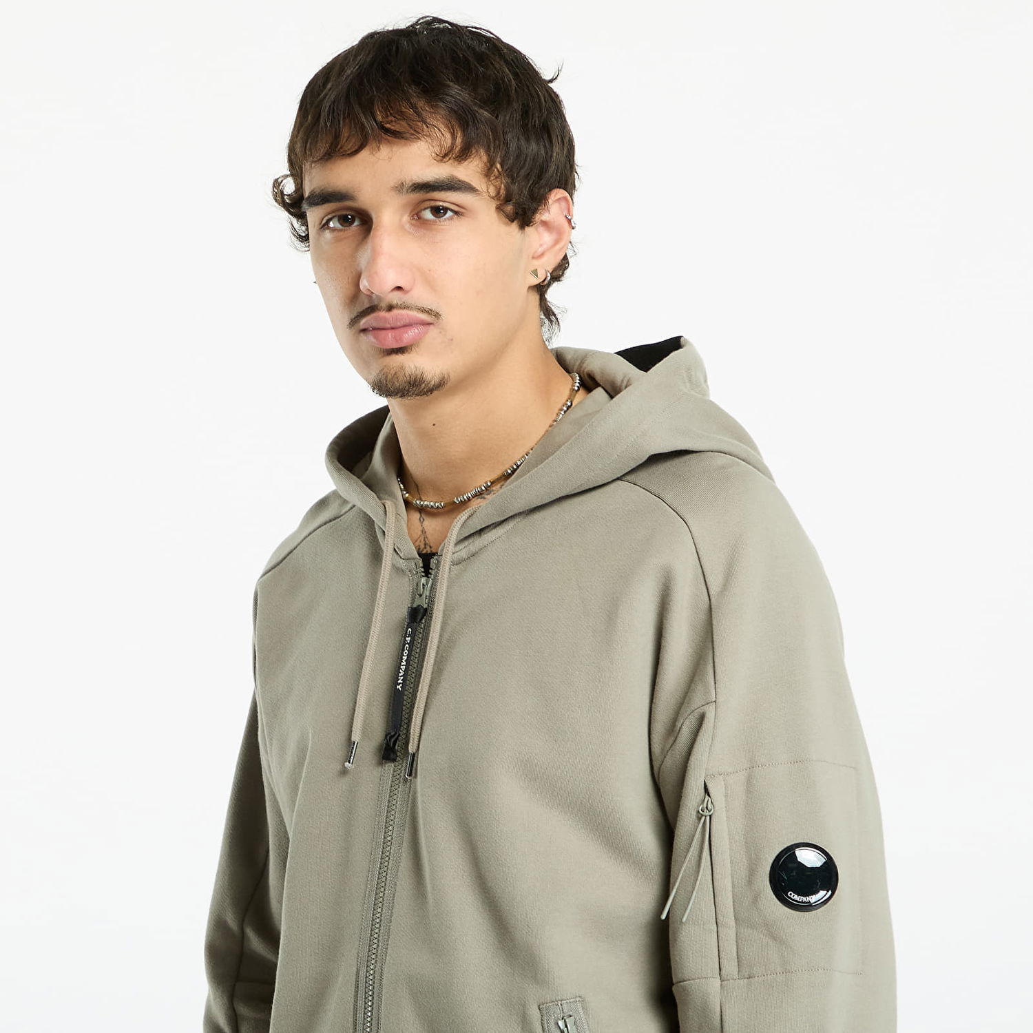 Sweatshirt C.P. Company C.P. Company Diagonal Raised Fleece Full Zip Hoodie Grå | 19CMSS716A005086W-356, 1