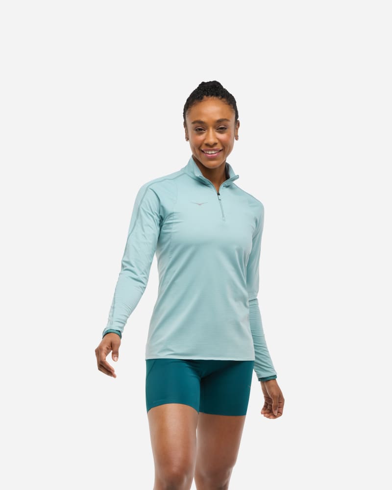 T-shirt Hoka One One GlideTech Quarter Zip Running Pullover Top, Size L Blå | 1164155-DZY, 0