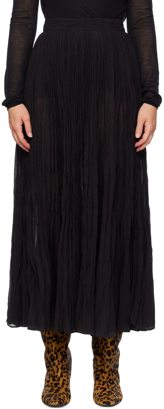 Kjol TOTEME TOTEME Women's Crinkled Plissé Maxi Skirt Svart | 243-WRB0197-FB0200