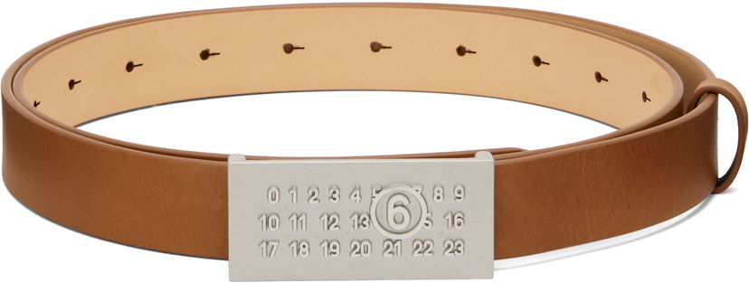 Bälten Maison Margiela MM6 Maison Margiela Numeric Leather Belt Brun | SA6TP0010P8328