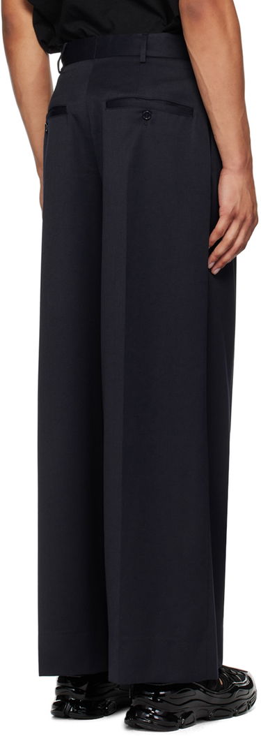 Byxor Simone Rocha Simone Rocha Pleated Wide Leg Trousers Mörkblå | 4118 0458, 2