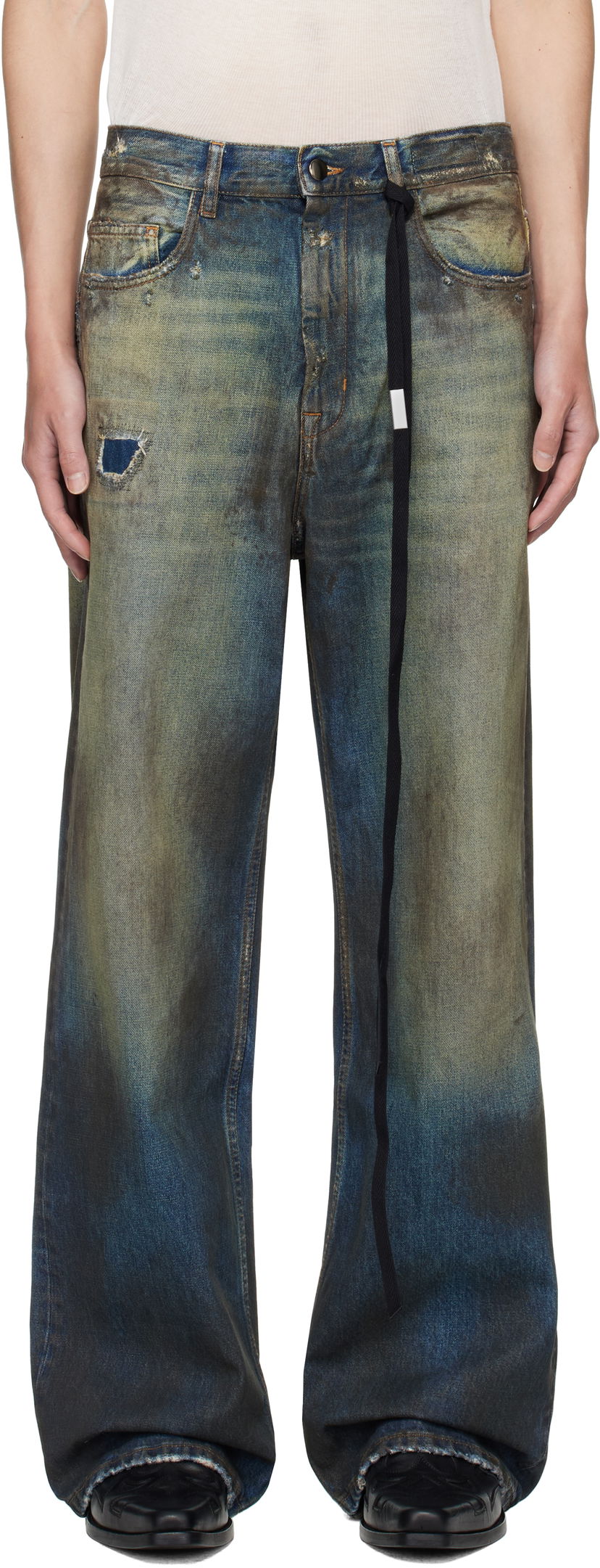 Jeans Ann Demeulemeester Ann Demeulemeester Dirtied Bootcut Jeans Blå | B0013616-FA671-053