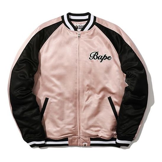 Bomberjacka BAPE BAPE Alphabet Colorblock Baseball Jacket Rosa | 0ZXJKM40503XC