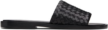 Sneakers och skor Bottega Veneta Bottega Veneta Elio Woven Leather Slides Svart | 838348V2ED01000, 0