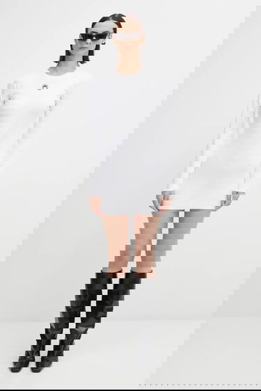 Klä Marine Serre Marine Serre Moon Logo Ribbed Jersey Mini Dress Vit | WDR267ACJER0011, 5