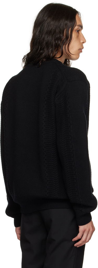 Sweater We11done We11done Square Patch Sweater Svart | WD-KT3-23-643-U-BK, 2