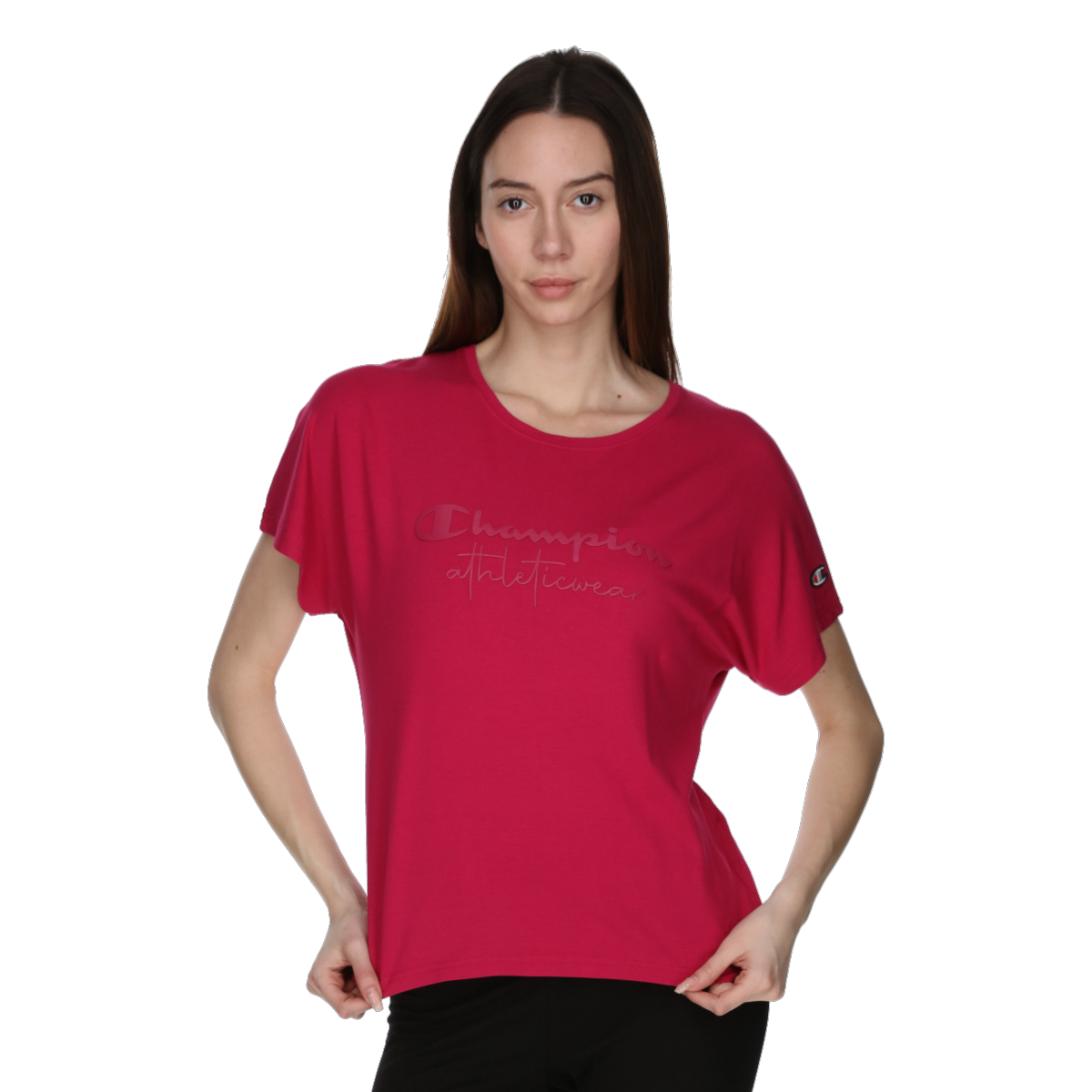 T-shirt Champion Crewneck Embossed Athleticwear Top Röd | 118297-PS078, 0