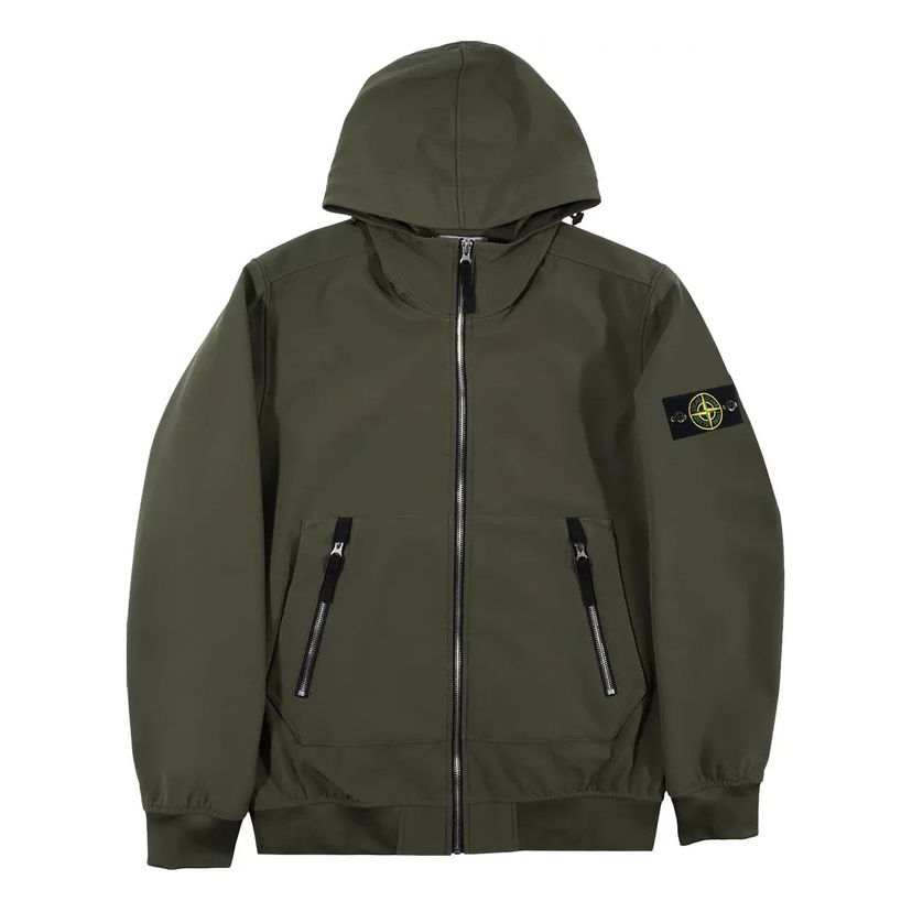 Vindjacka Stone Island Hooded Soft Shell Jacket Grön | 741540727-V0058