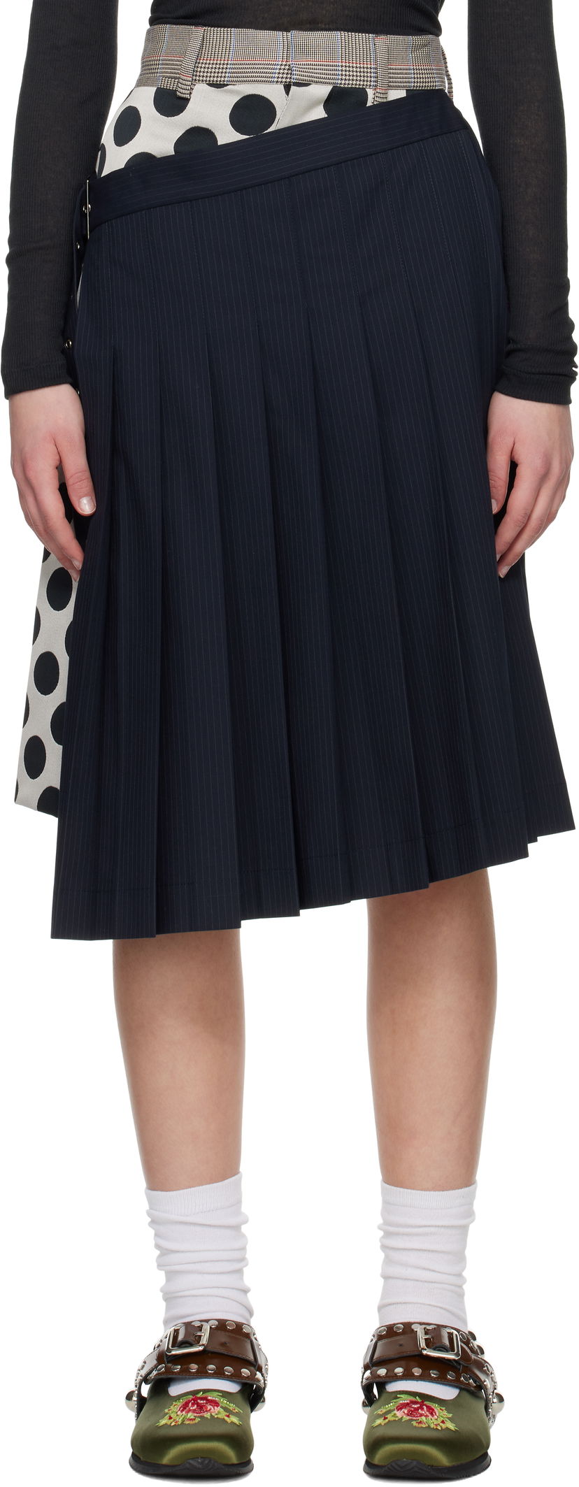 Kjol Charles Jeffrey Loverboy Charles Jeffrey LOVERBOY Waisted Pleated Asymmetrical Skort Mörkblå | 54040402
