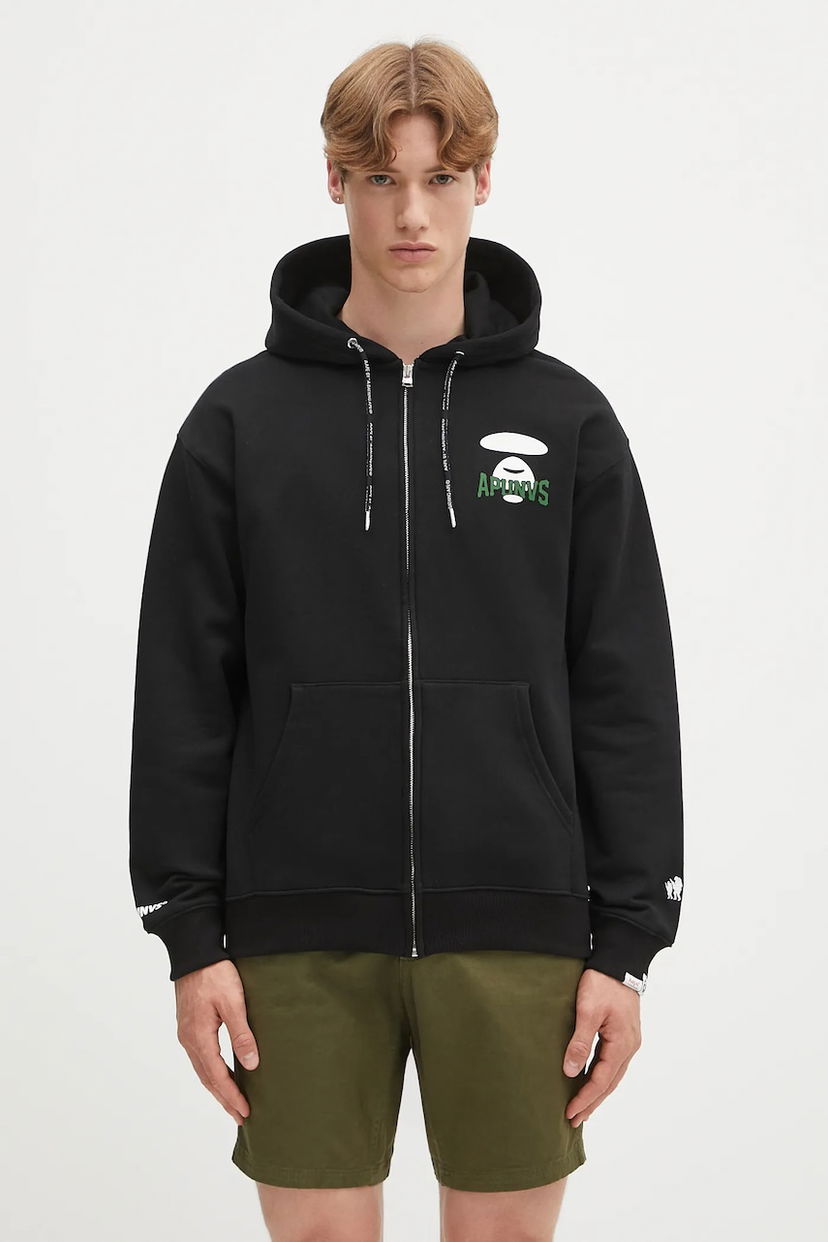 Sweatshirt AAPE by A Bathing Ape AAPE By A Bathing Ape Basic Zip Up Hoodie Svart | AAPSWMB343XXN