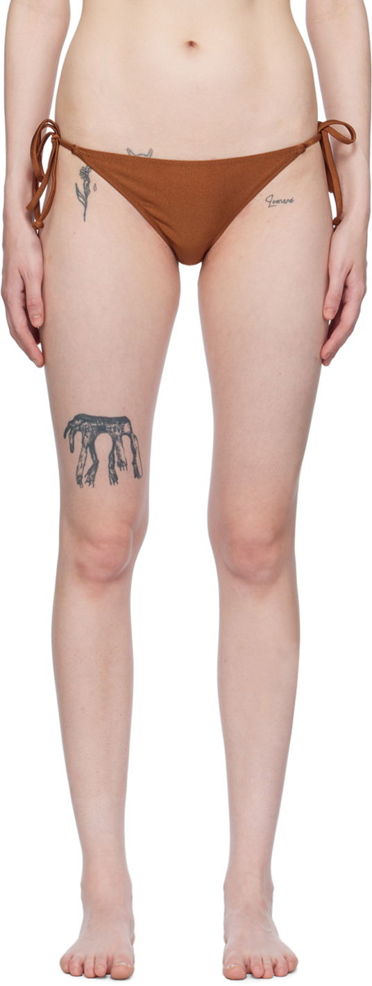 Badkläder GANNI Brown String Bikini Bottoms Brun | A5893