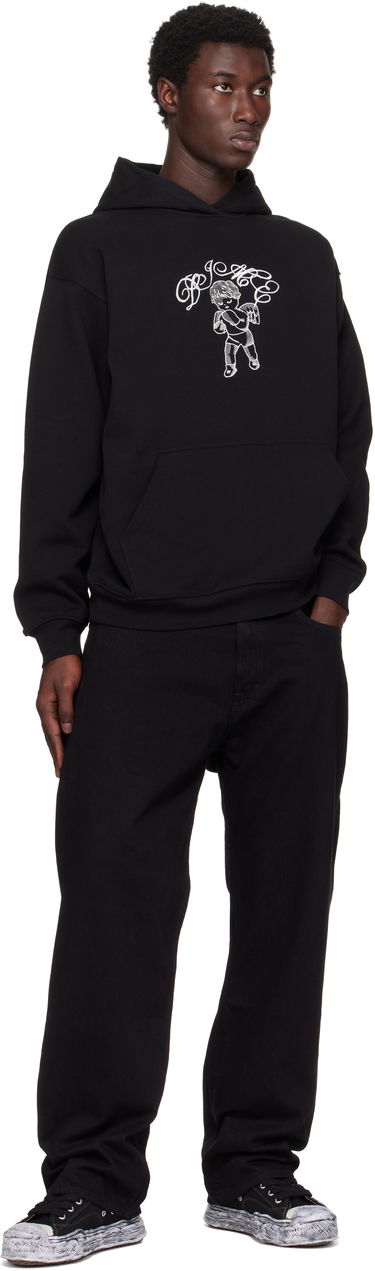 Sweatshirt Dime Embroidered Fighter Hoodie Svart | DIMESU2544BLK, 3