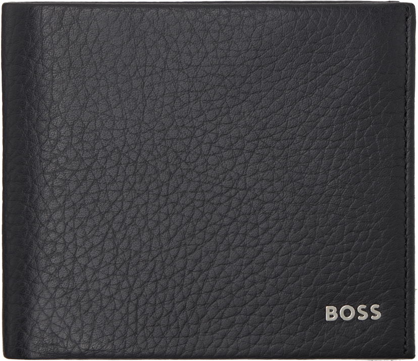 Plånbok BOSS BOSS Bifold Leather Wallet with Logo Lettering Svart | 50529496