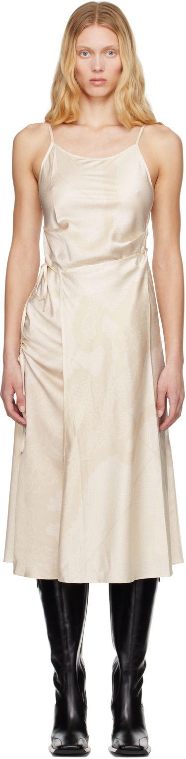 Klä Feng Chen Wang Feng Chen Wang Pleated Silk Midi Dress Beige | FWS19DR04, 0
